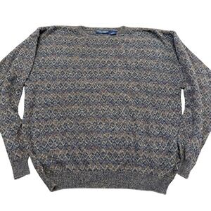 Grant Thomas Sweater Earth‎ Tone Diamond Knit Crewneck Men's Large
